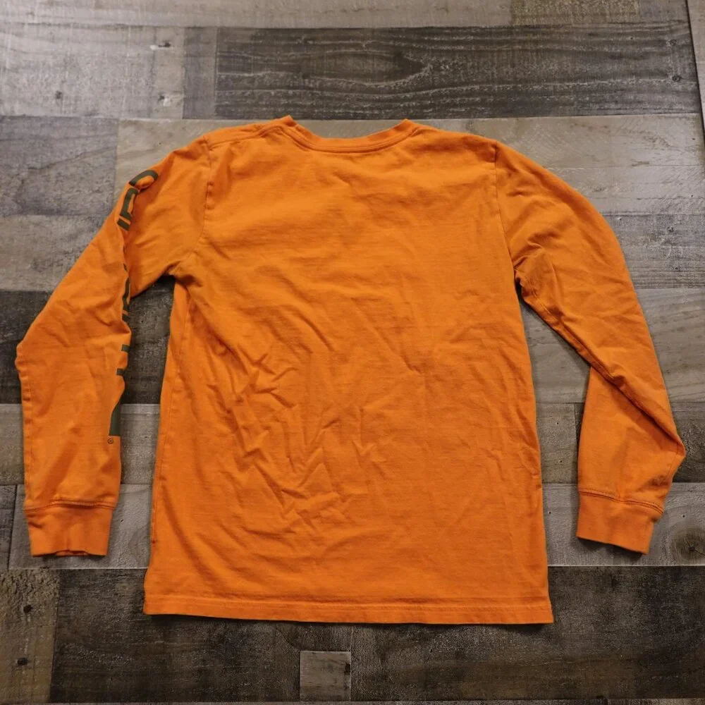 Carhartt Pocket Long Sleeve T Shirt‎ Boys Large Orange Logo Workwear